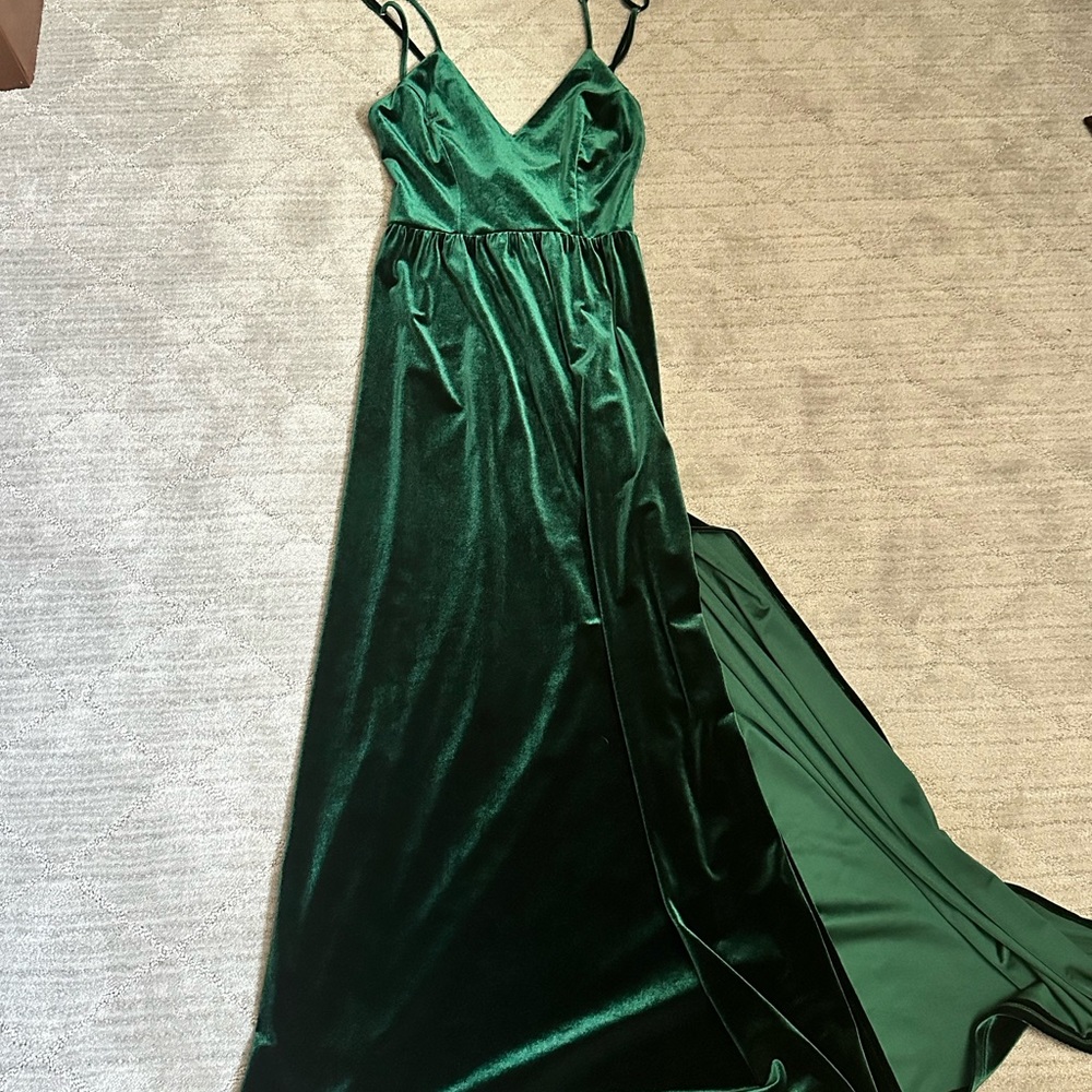 Final Song Dark Green Velvet Maxi Dress S Worn Once